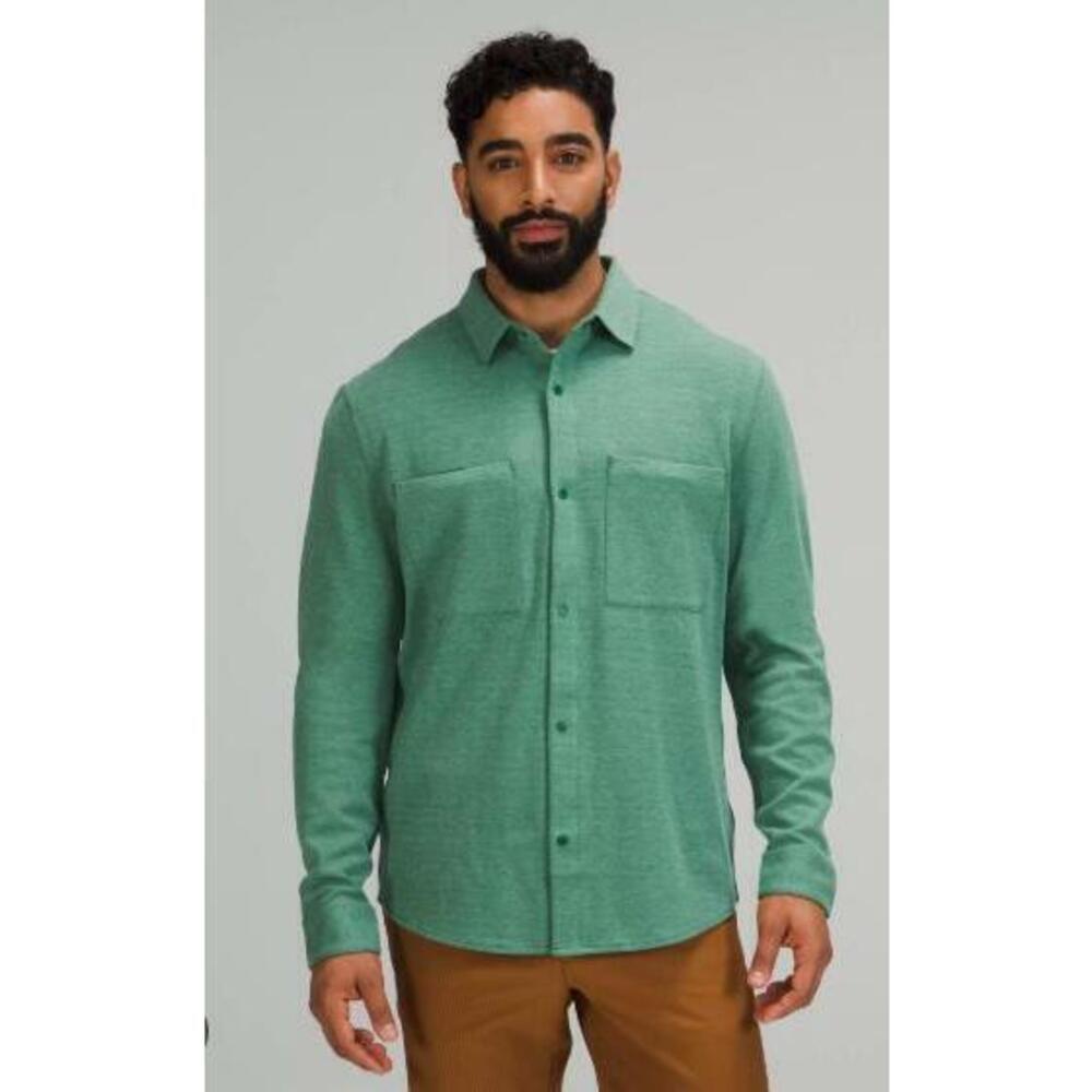 Lululemon Men's Green Button Up Long Sleeve Shirt Lightweight Stretch L